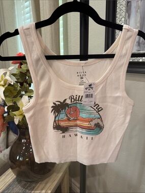 Billabong Cream Tropical Graphic Cropped Tank